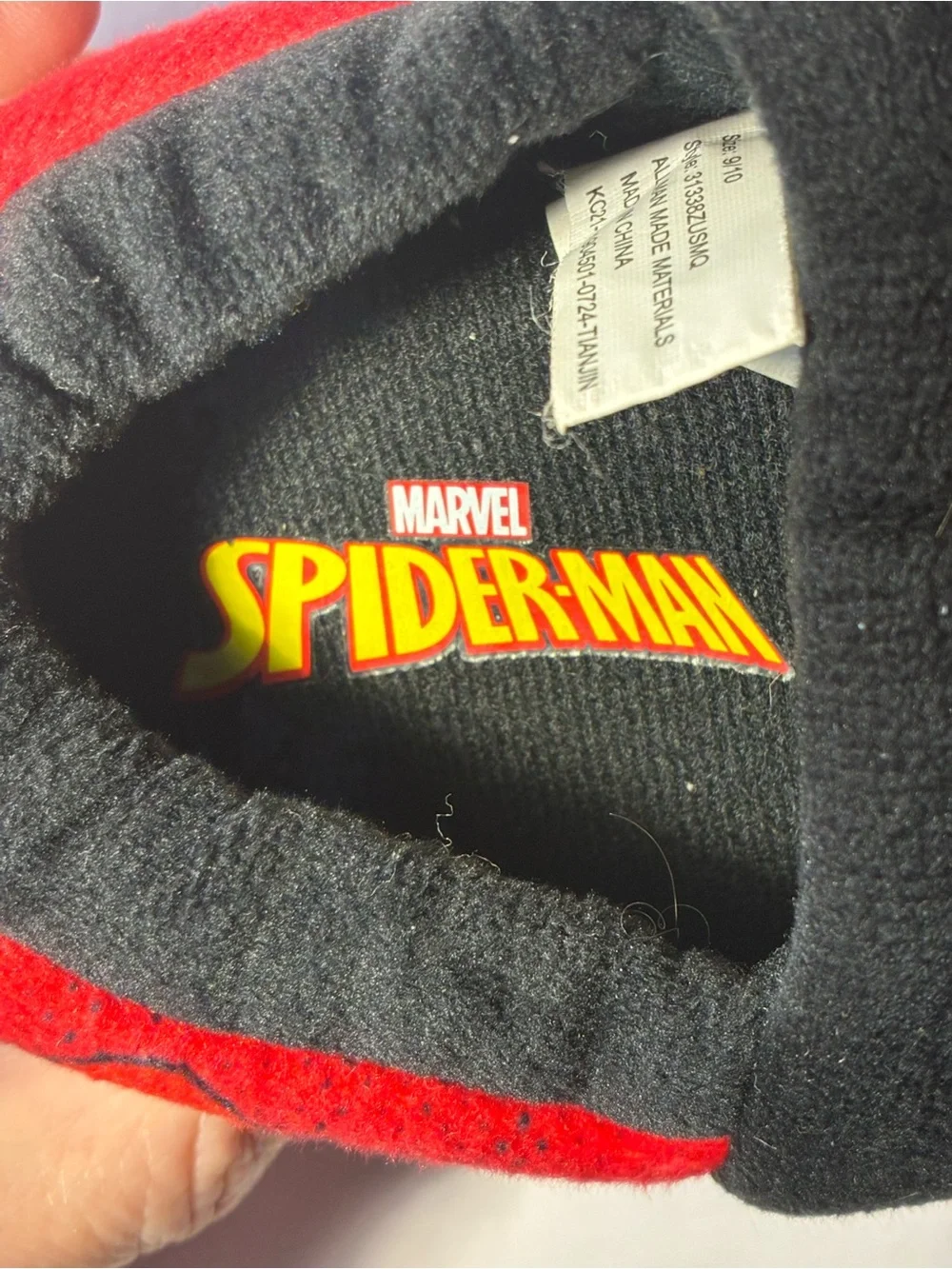 Marvel Spider-Man Plush Slippers Toddler Kids Size 9/10 Red Black Soft House Sho